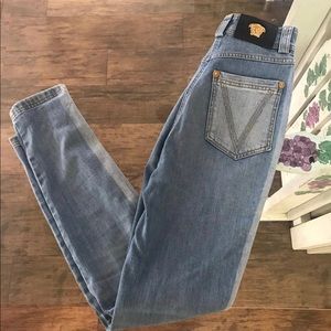 Versace high rise light blue slim fit jeans